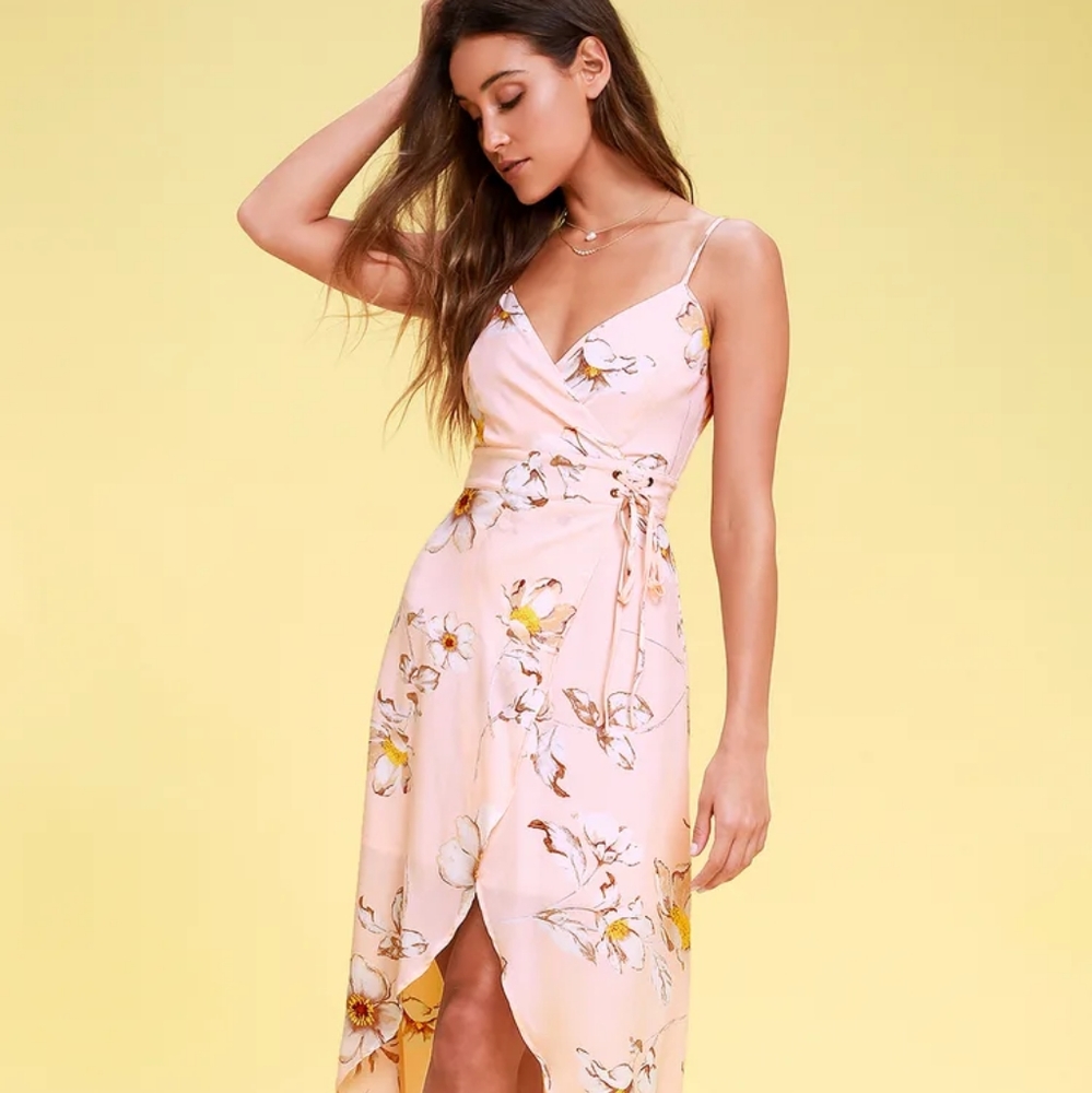 Lulu's Celadine Blush Pink Floral Print High-Lo